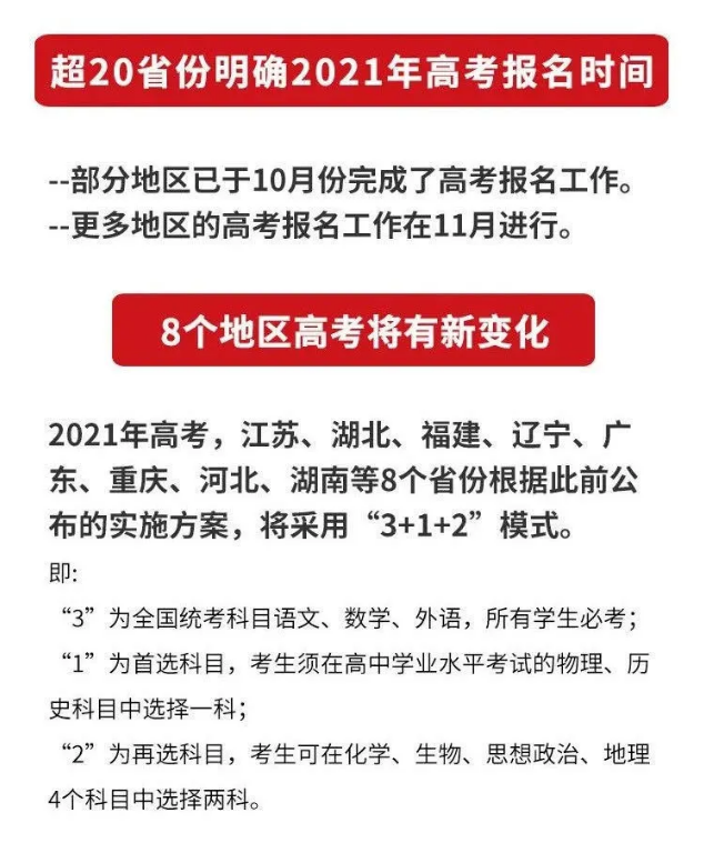 2021年高考报名这些地区有变化！